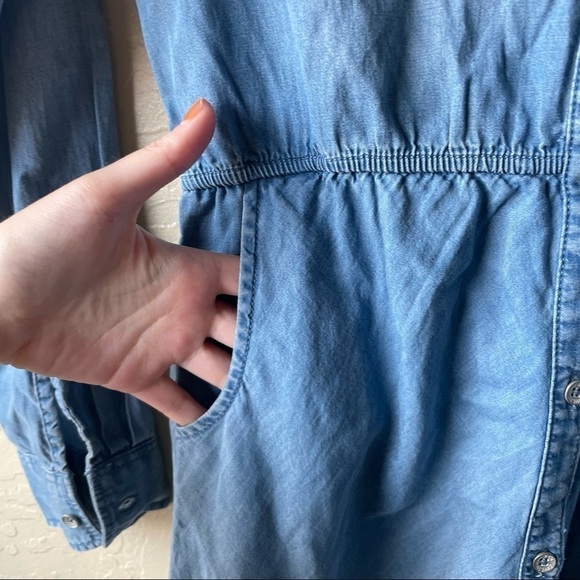 Girls Levi’s Blue Chambray Long Sleeve Button Down Dress - Picture 5 of 8